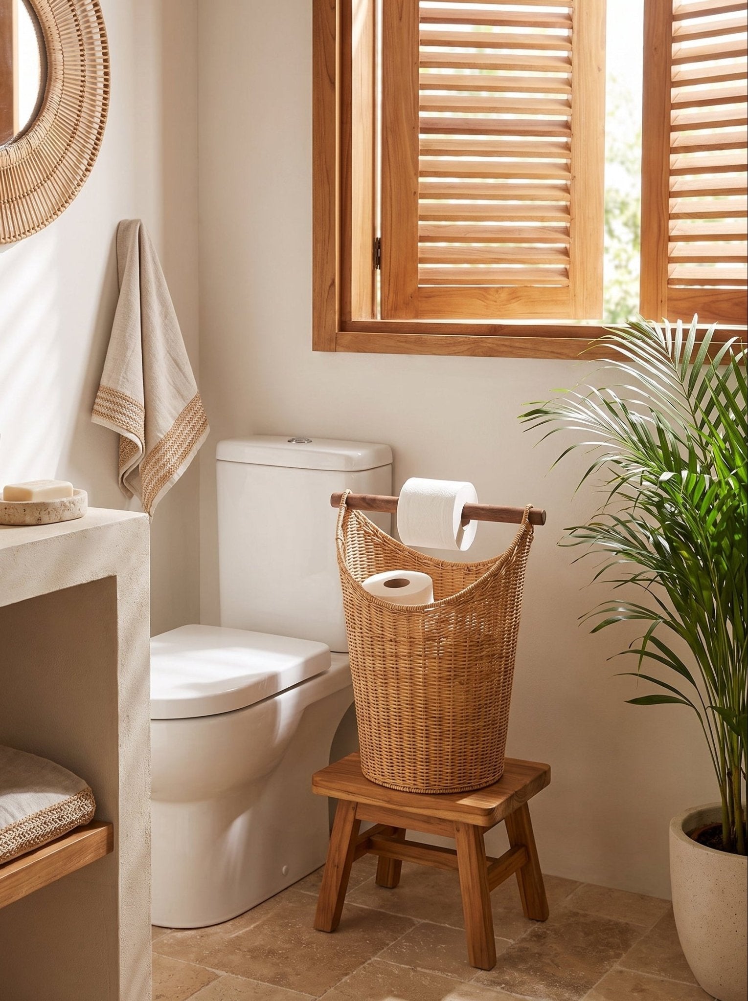 Korb mit Holzgriff Rattan-Optik - Nell & Croft