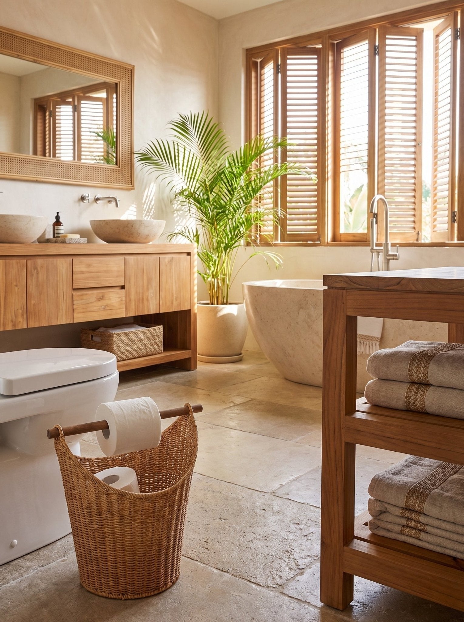 Korb mit Holzgriff Rattan-Optik - Nell & Croft