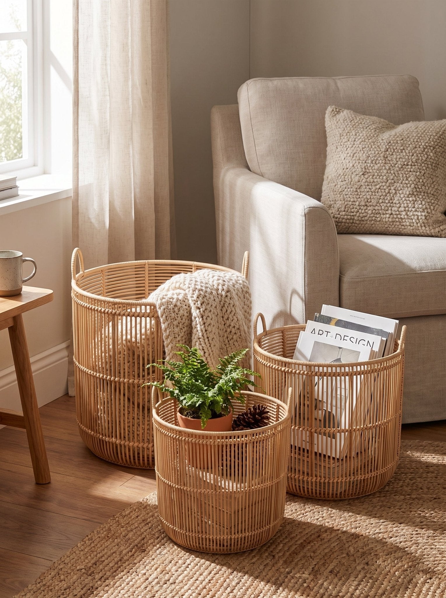 Rattan-Optik Wäschekorb-Set - Nell & Croft