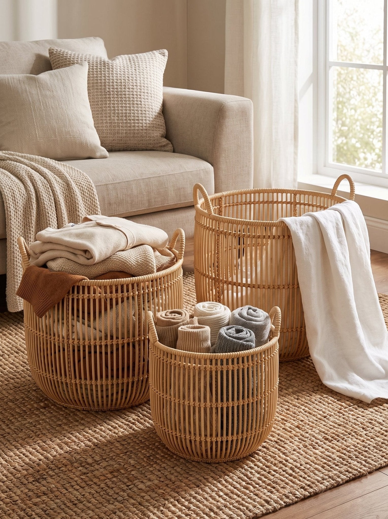 Rattan-Optik Wäschekorb-Set - Nell & Croft
