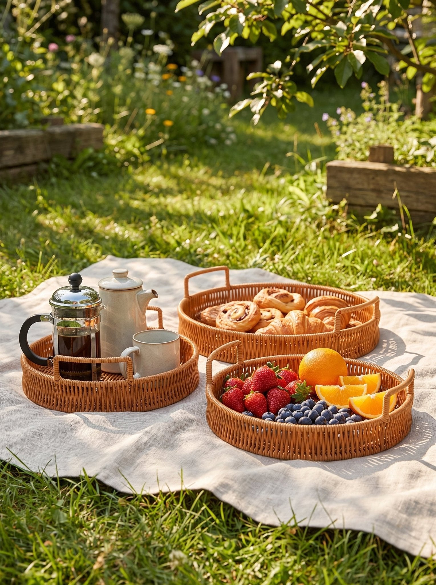 Rattan Tablett-Set - Nell & Croft
