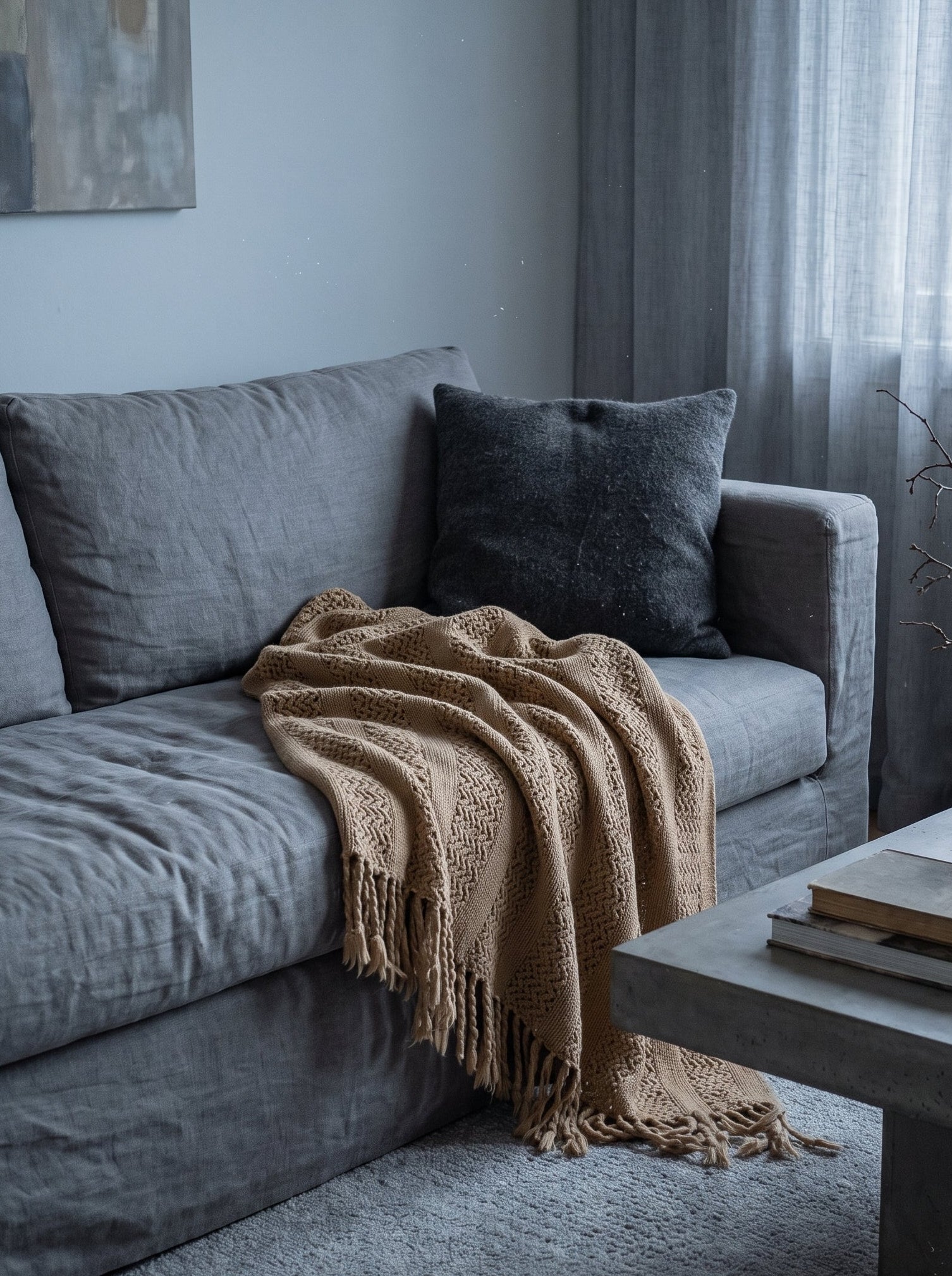 Strickdecke mit Fransen - Nell & Croft