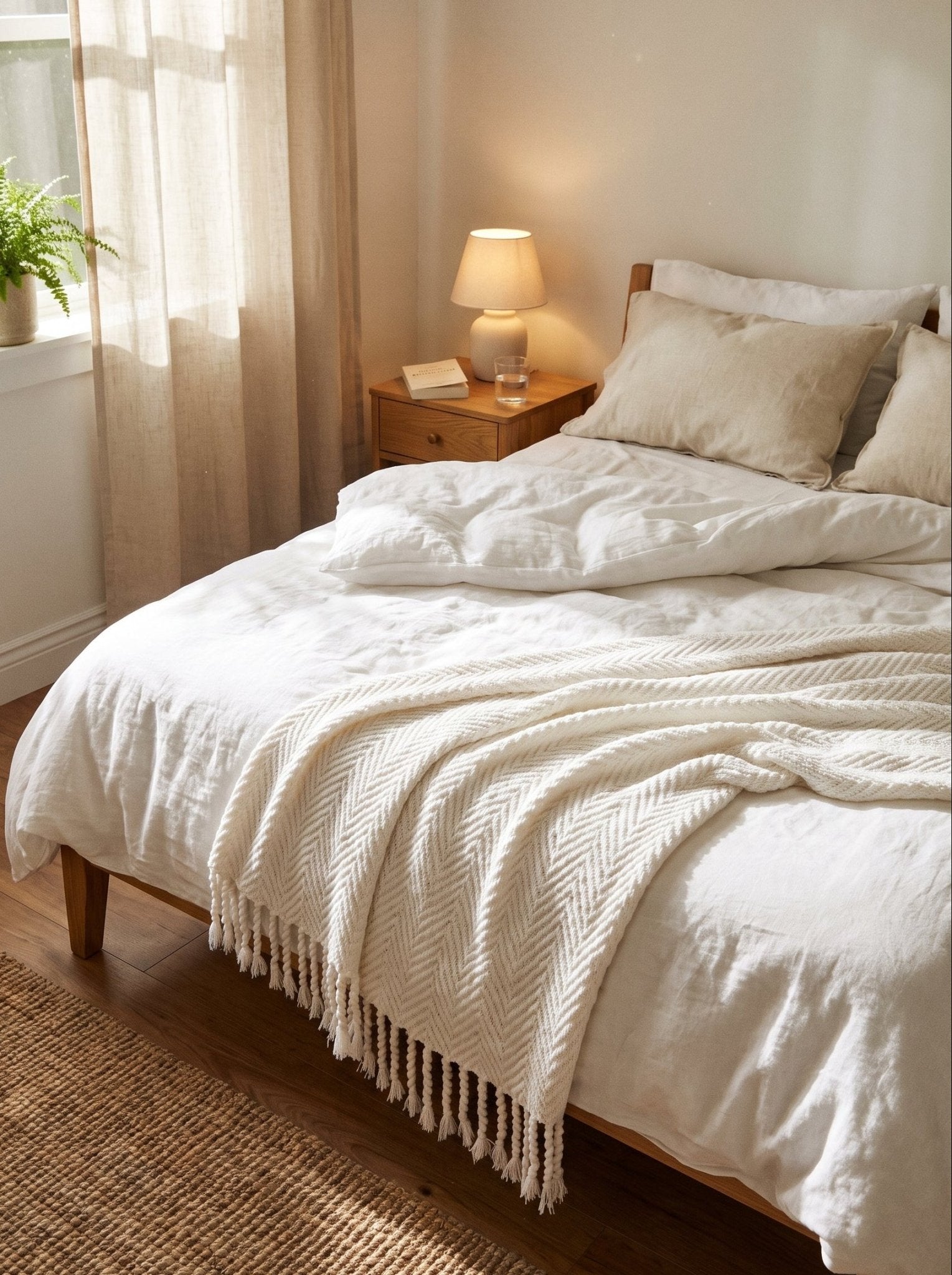 Strickdecke mit Fransen - Nell & Croft