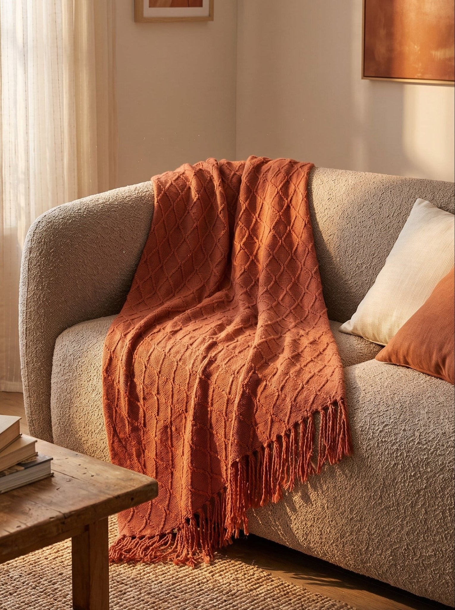 Strickdecke mit Rautenmuster - Nell & Croft